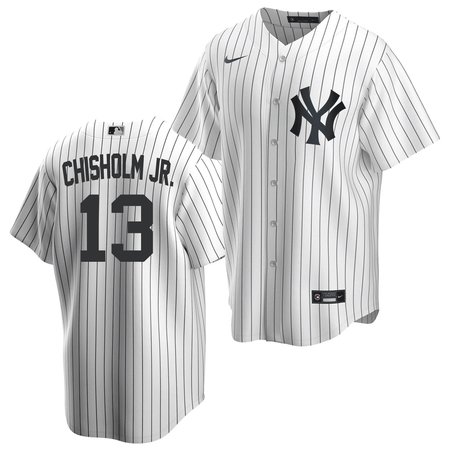 Men's New York Yankees #13 Jazz Chisholm Jr. White Cool Base Stitched Baseball Jersey